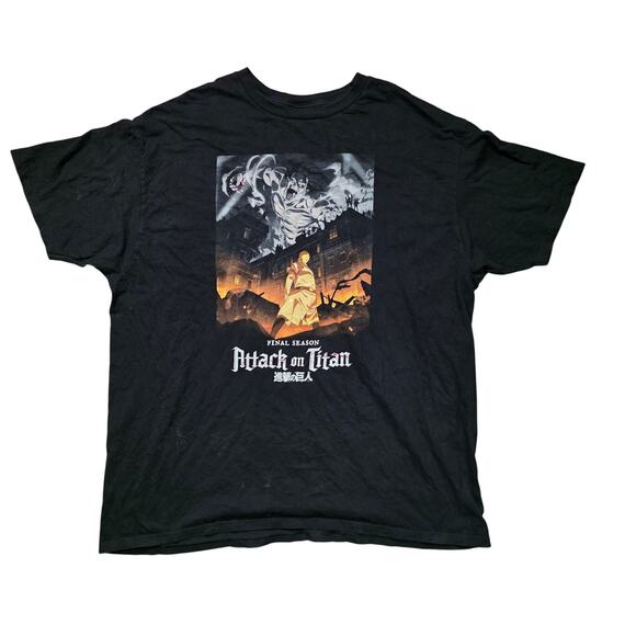 Attack On Titan Final Season Eren Titan T-Shirt Men’s 2XL Black Anime Graphic - Picture 1 of 5